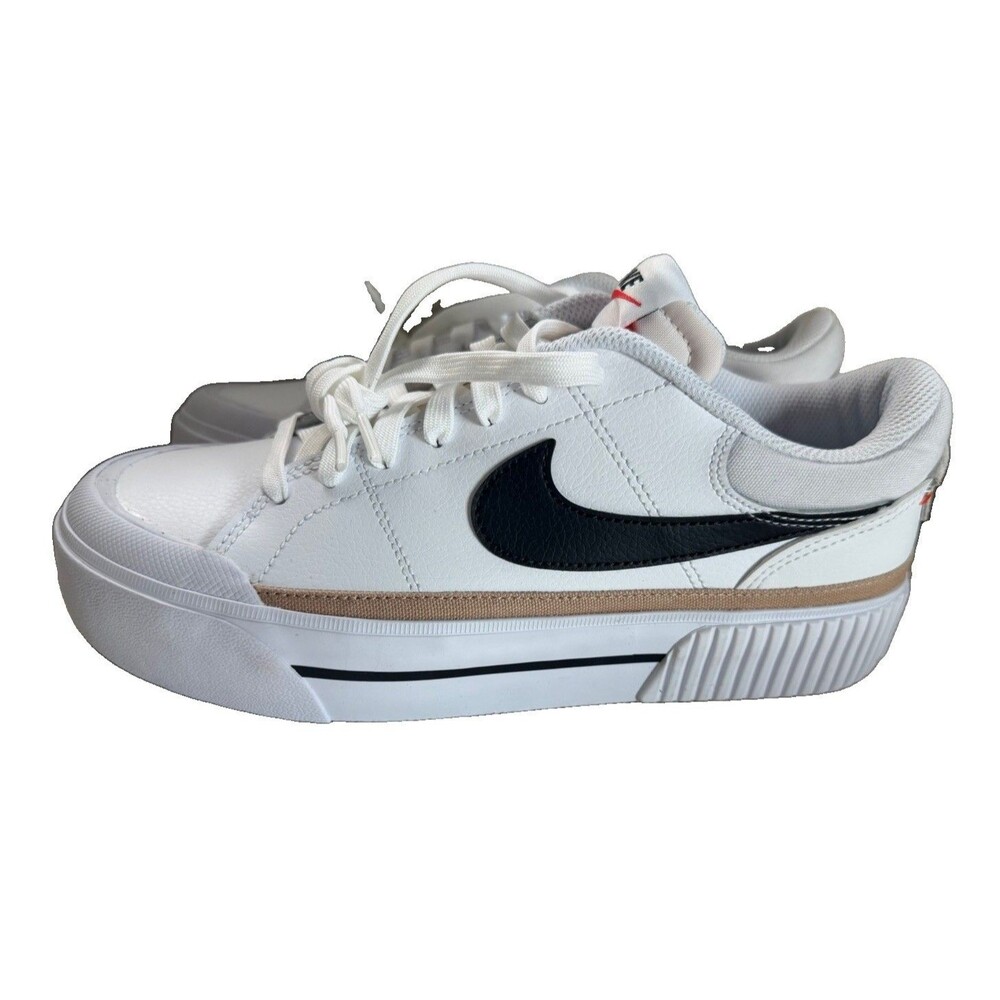 Nike Court Legacy Lift Women’s 8.5 White Black Platform Shoes DM7590-100